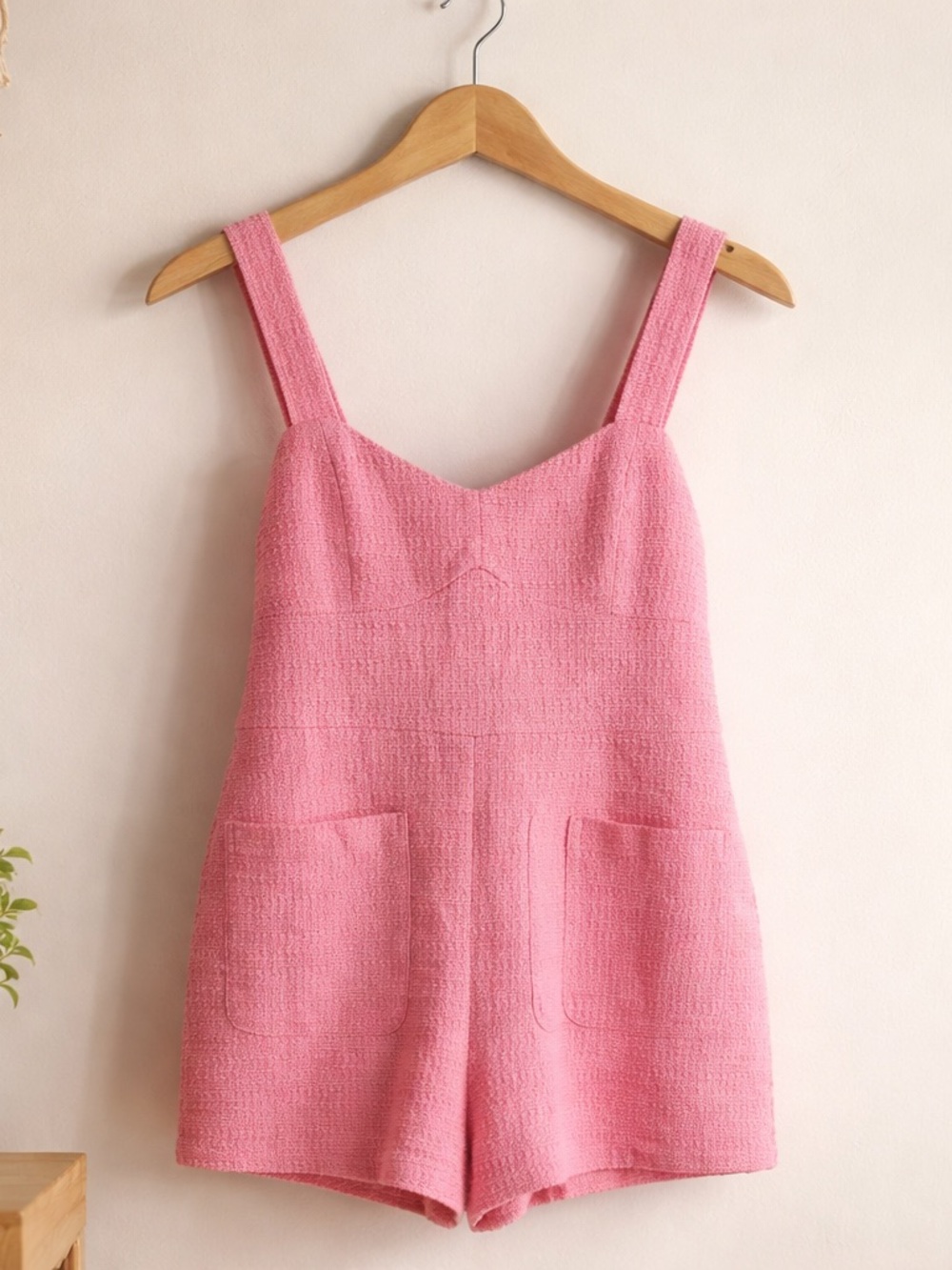 Zara Pink Textured Tank Romper